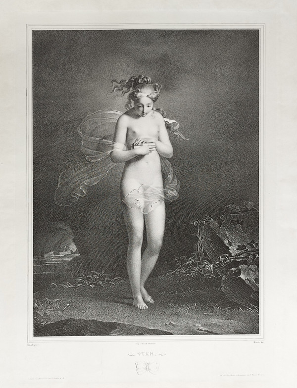 Mythologie Grecque Psyché  Lithographie d'Après Claude Marie Dubufe 19ème