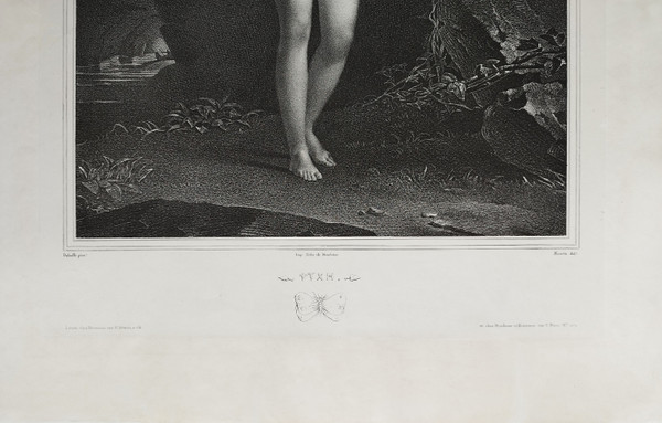 Mythologie Grecque Psyché  Lithographie d'Après Claude Marie Dubufe 19ème