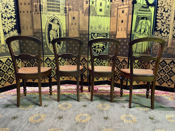 Suite mit 4 Rattanstühlen Napoleon III