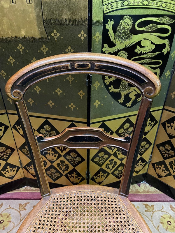 Suite mit 4 Rattanstühlen Napoleon III