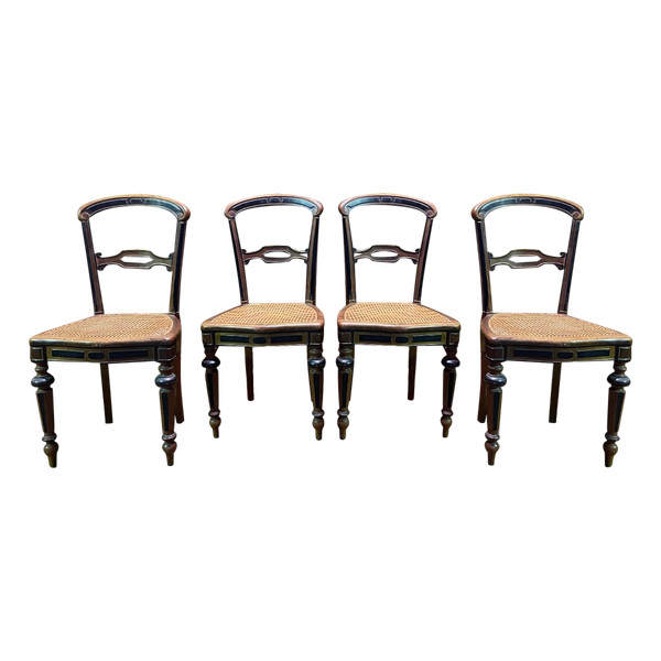 Suite De 4 Chaises Cannées Napoléon III