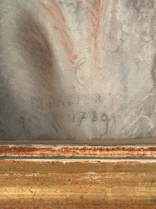 Scuola del XVIII secolo, Ritratto di bambino a pastello Firmato e datato 1789