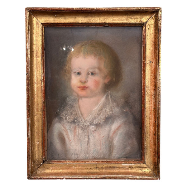Scuola del XVIII secolo, Ritratto di bambino a pastello Firmato e datato 1789