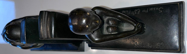 Paul SILVESTRE (1884-1976) & SUSSE Frères Bookends with faunas Signed