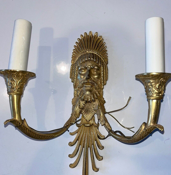 RAVRIO Antoine André (attribué à ) Paire d'appliques en bronze doré à deux bras