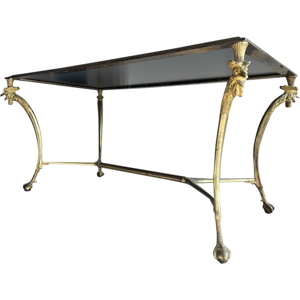 Maison CHARLES Table basse en bronze doré supportée par 4 pieds en forme de coq