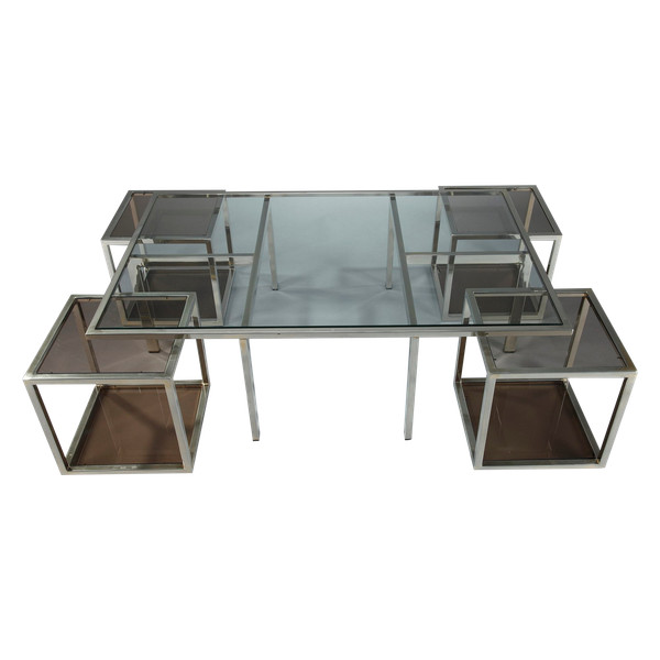 Coffee table and 4 removable side tables