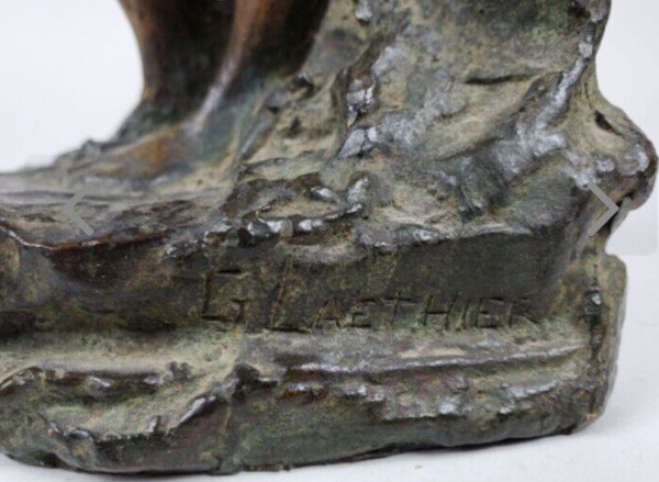 Georges LAETHIER (1875-1955) "Female nude" Bronze print with double patina Signed