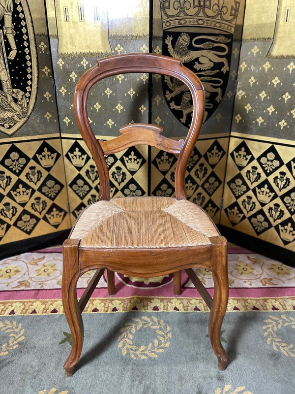 Suite di 8 sedie di paglia Luigi Filippo