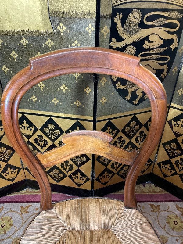 Suite di 8 sedie di paglia Luigi Filippo