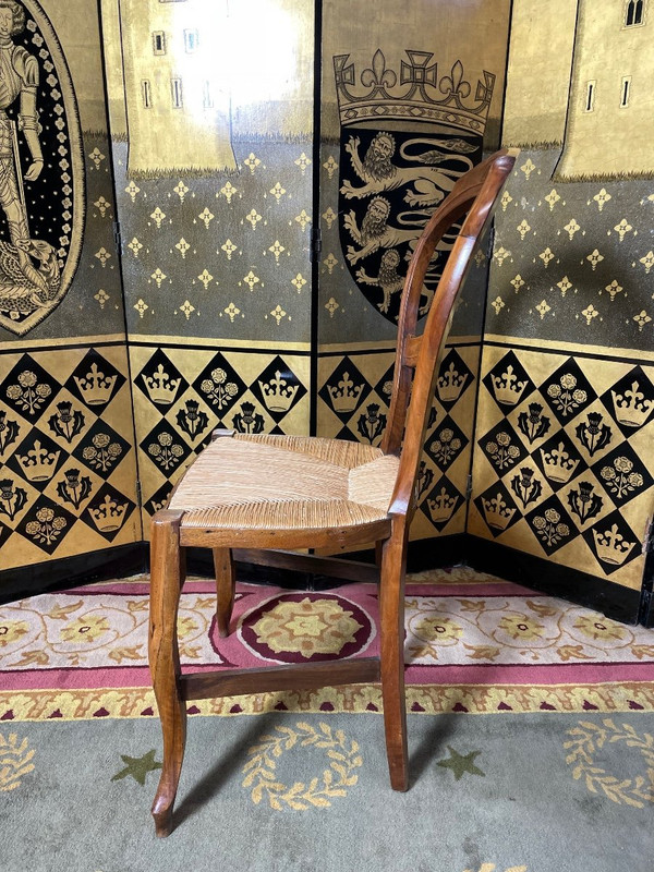 Suite di 8 sedie di paglia Luigi Filippo