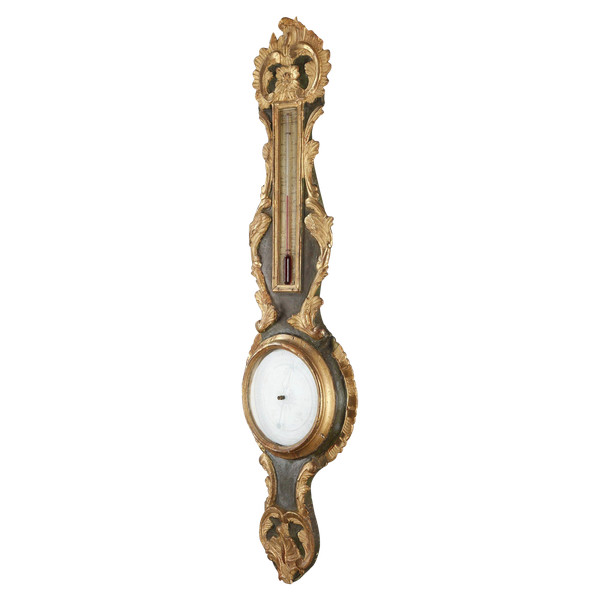 Louis XV period rocaille barometer-thermometer