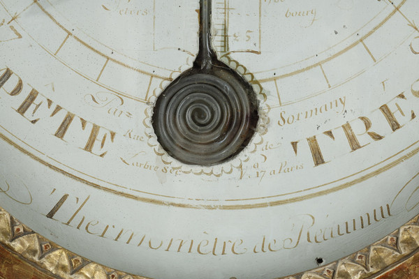 Barometer-thermometer in gilt wood, Louis XVI period