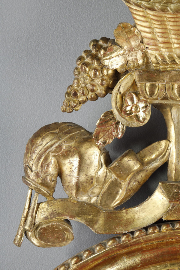 Barometer-thermometer in gilt wood, Louis XVI period
