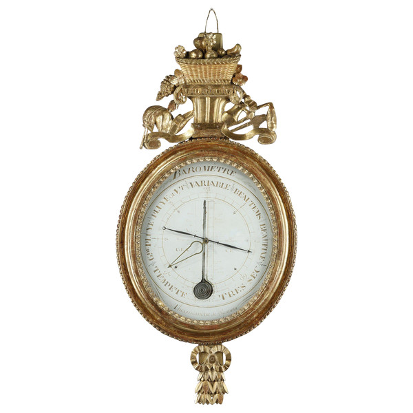 Barometer-thermometer in gilt wood, Louis XVI period