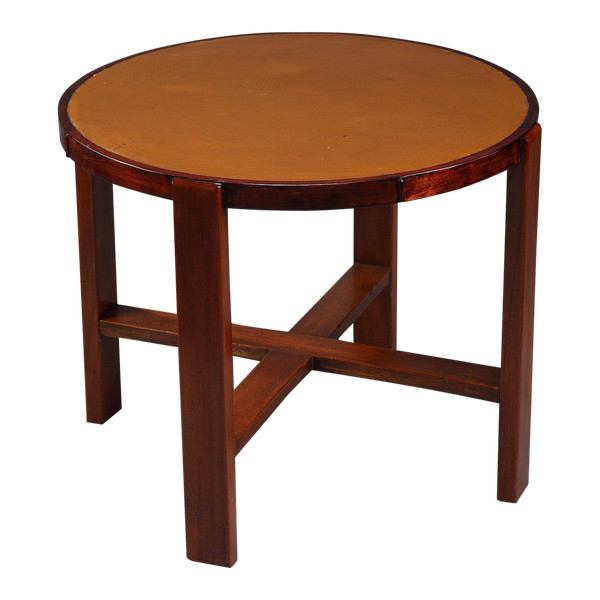 Round table in cherry wood and mahogany from the 1930s 