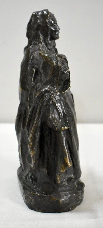 Bronzo con patina marrone, "Il bambino e il cieco", di B. Girardet - Inizio XX secolo