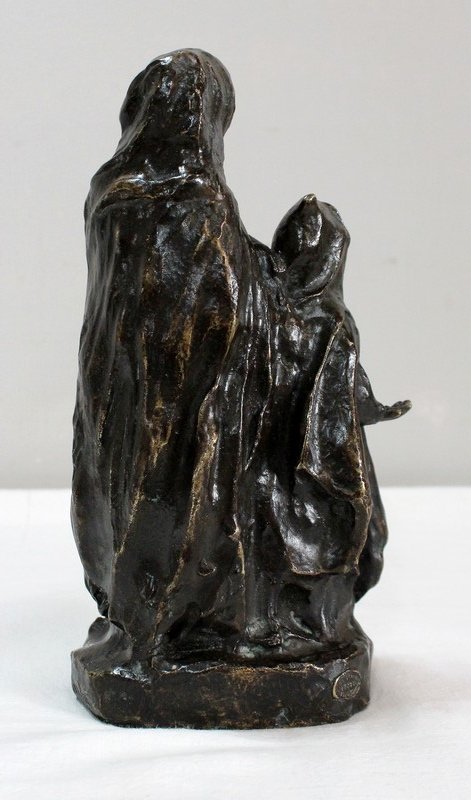 Bronzo con patina marrone, "Il bambino e il cieco", di B. Girardet - Inizio XX secolo