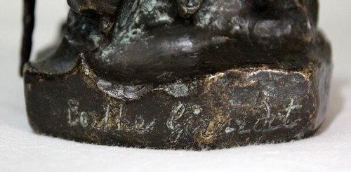 Bronzo con patina marrone, "Il bambino e il cieco", di B. Girardet - Inizio XX secolo
