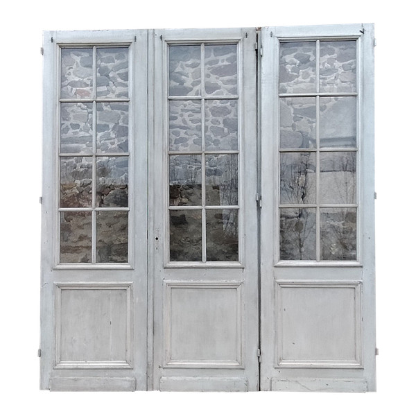 Harmonious Bay Window 3 Old French Doors Room Separation Glass Partition