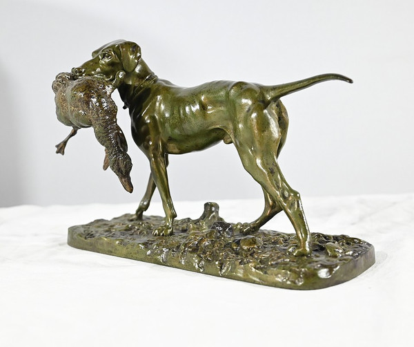 Bronze „Braque au Canard“, signiert P.J Mêne – Mitte 19. Jahrhundert