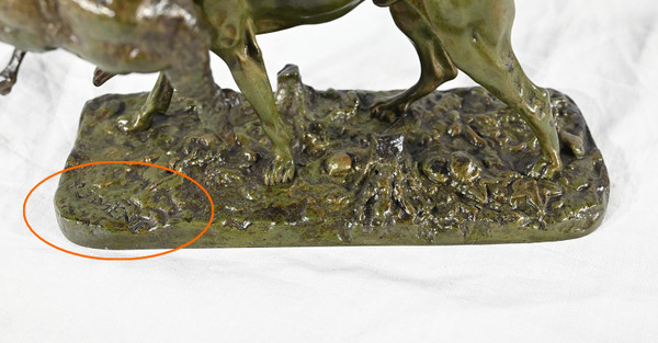 Bronze „Braque au Canard“, signiert P.J Mêne – Mitte 19. Jahrhundert