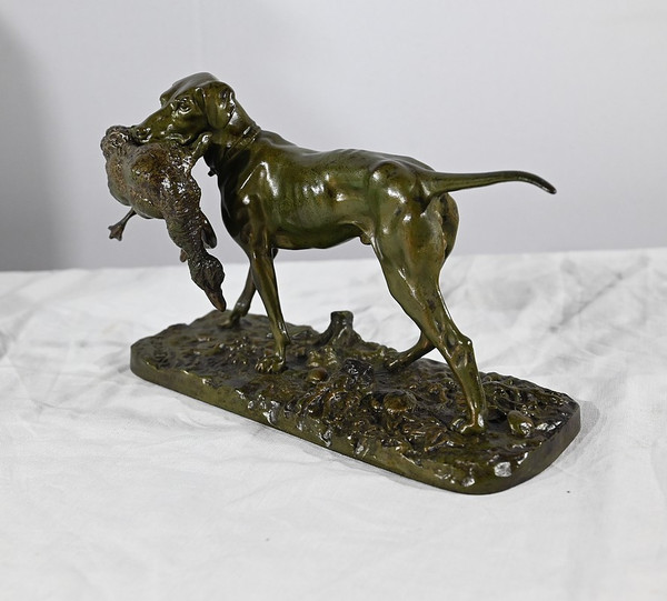 Bronze „Braque au Canard“, signiert P.J Mêne – Mitte 19. Jahrhundert