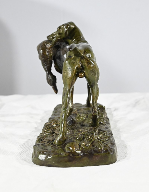 Bronze „Braque au Canard“, signiert P.J Mêne – Mitte 19. Jahrhundert
