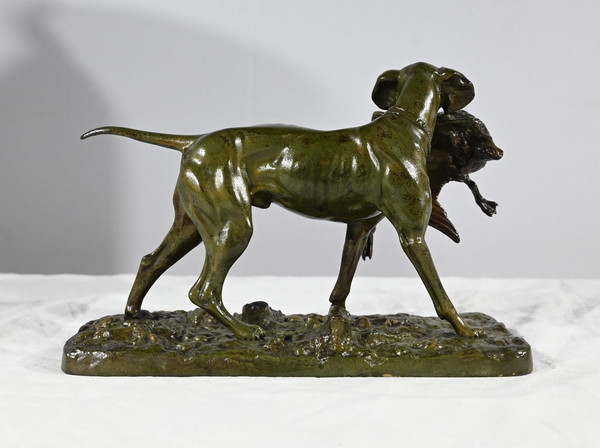 Bronze „Braque au Canard“, signiert P.J Mêne – Mitte 19. Jahrhundert