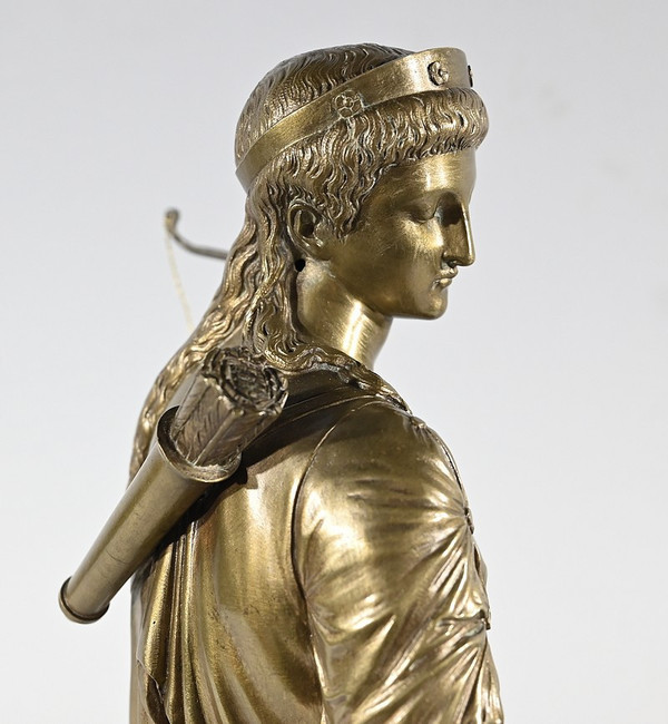 “Diane la Cacciatrice” in bronzo, firmato Peiffer – 2a parte del XIX secolo