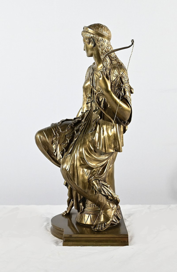 “Diane la Cacciatrice” in bronzo, firmato Peiffer – 2a parte del XIX secolo