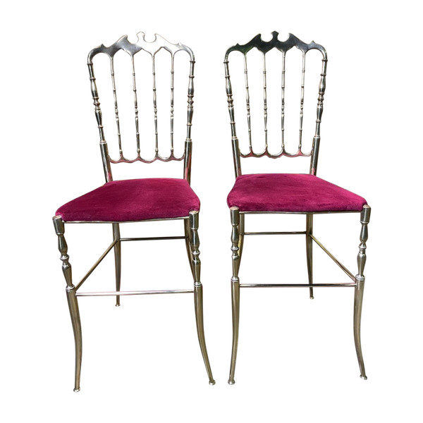 Paire De Chaises italiennes Chiavari En Laiton 1940/1950