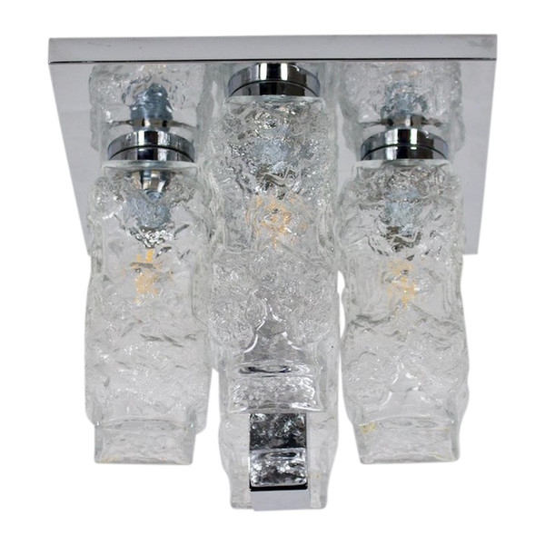 Brutalist “Ice glass” ceiling lamp.