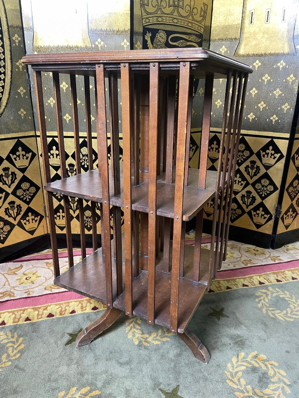 Walnut Revolving Bookcase