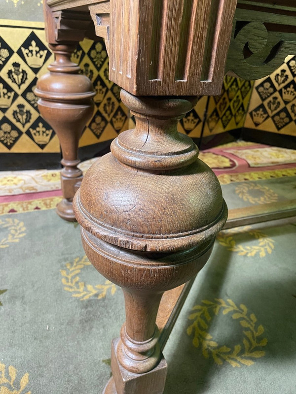 Scrivania piatta in quercia in stile Luigi XIII - Rinascimento
