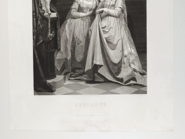 Etching Défiance Large Engraving After Charles Moreau 19th C Old Print