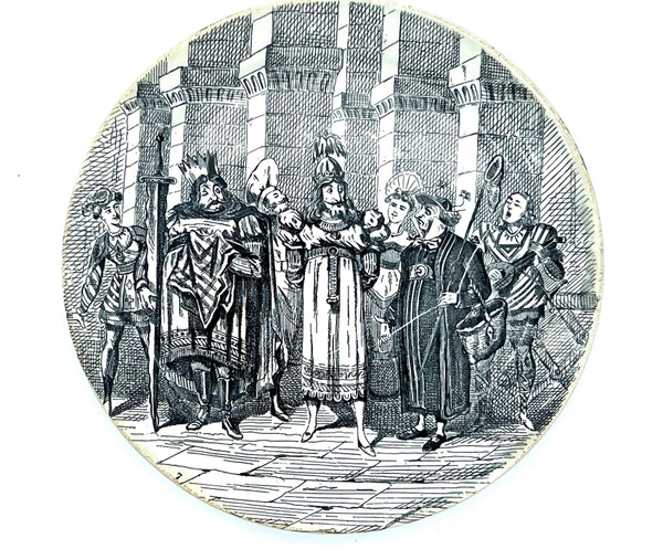 Pair of plates Creil Montereau music opera food