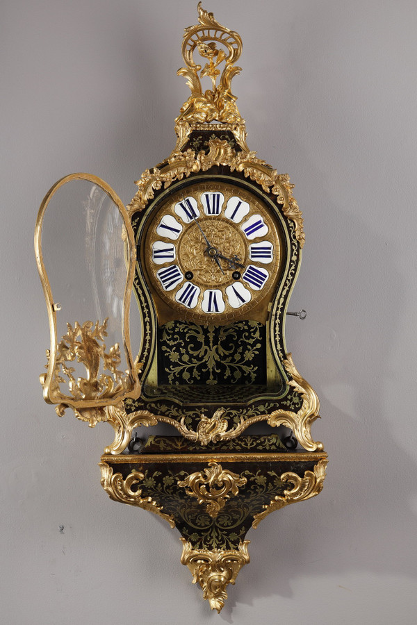 Cartel and its console in Boulle marquetry and gilt bronze,  Louis XV Period
