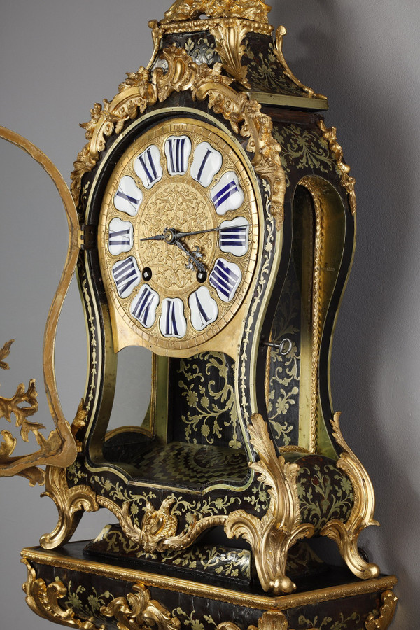 Cartel and its console in Boulle marquetry and gilt bronze,  Louis XV Period