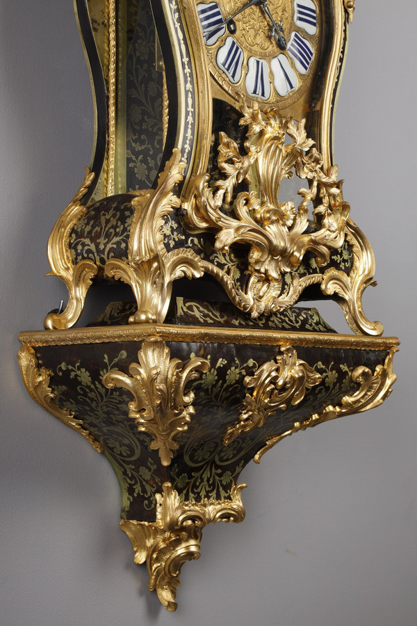 Cartel and its console in Boulle marquetry and gilt bronze,  Louis XV Period