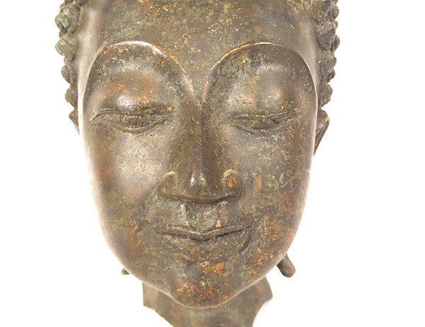 Bronze Sculpture Buddhist Statue Buddha Head Thailand XVIIth XVIIIth