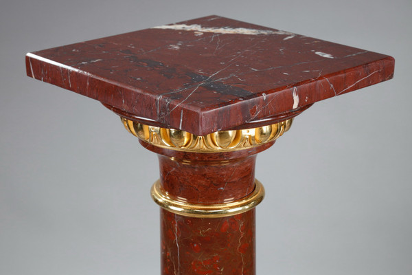 Colonne en marbre griotte et  bronze doré