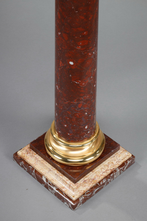Colonne en marbre griotte et  bronze doré
