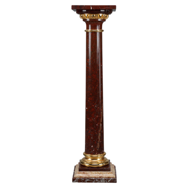Colonne en marbre griotte et  bronze doré