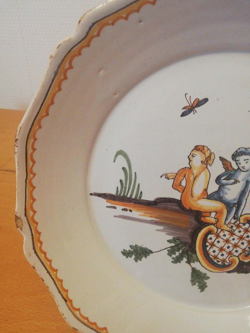 Earthenware plate: Nevers 18th century.