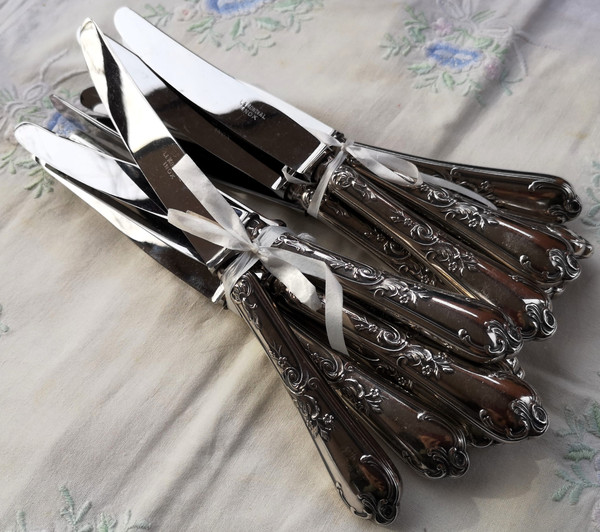 12 entremets/dessert knives Louis XV model Orfèvrerie Le Mondial