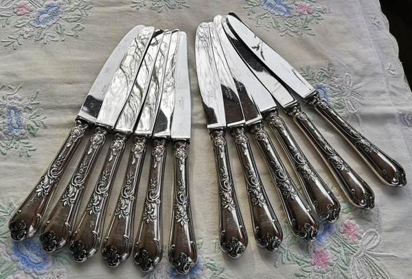 12 entremets/dessert knives Louis XV model Orfèvrerie Le Mondial