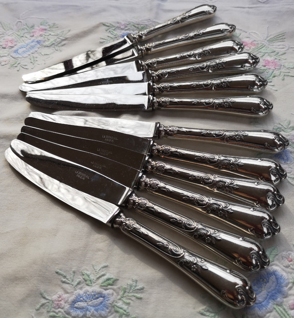 12 entremets/dessert knives Louis XV model Orfèvrerie Le Mondial