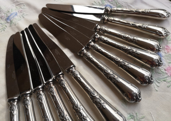 12 entremets/dessert knives Louis XV model Orfèvrerie Le Mondial