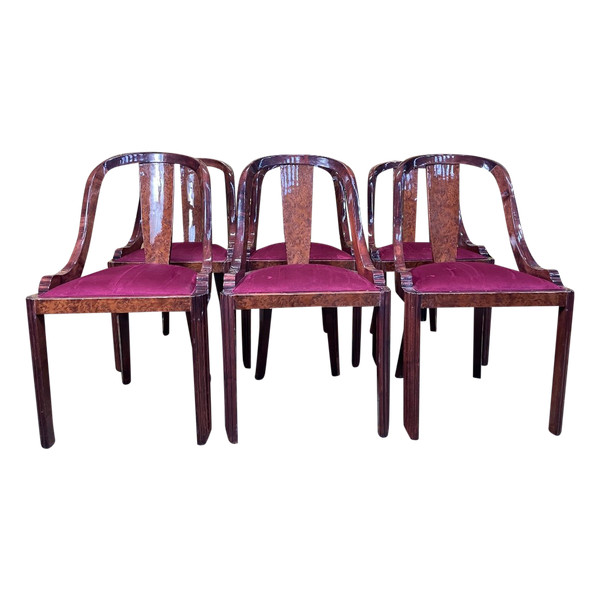 Suite De 6 Chaises Gondoles De Style Art Déco